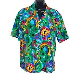 VINTAGE 1980 1990s NICHOLA BLOUSE GEOMETRIC ABSTRACT COLORFUL COTTAGE KID CORE 8